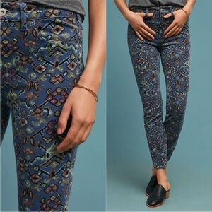 Pilcro & The Letterpress Anthropologie Print High-Rise Skinny Jeans Women’s 29
